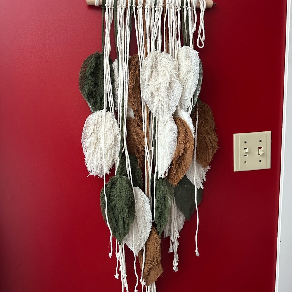 Bohemian Leaf Wall Hanging Decor - Cream, Brown, Green